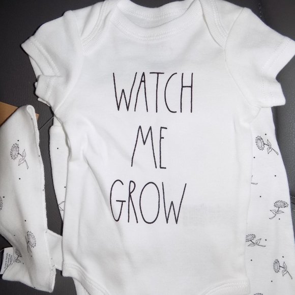 Rae Dunn Baby Outfit W/Headband Set Watch Me Grow - Picture 3 of 4